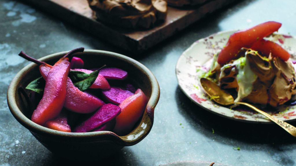 delicious looking brown sugar meringues presented on a plate with fruit