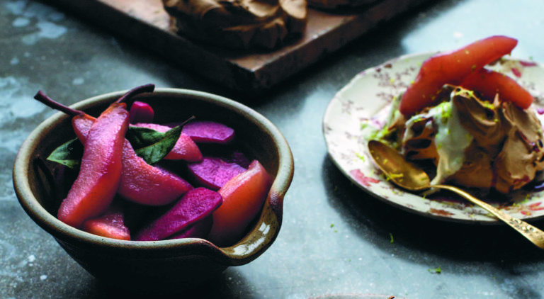 delicious looking brown sugar meringues presented on a plate with fruit