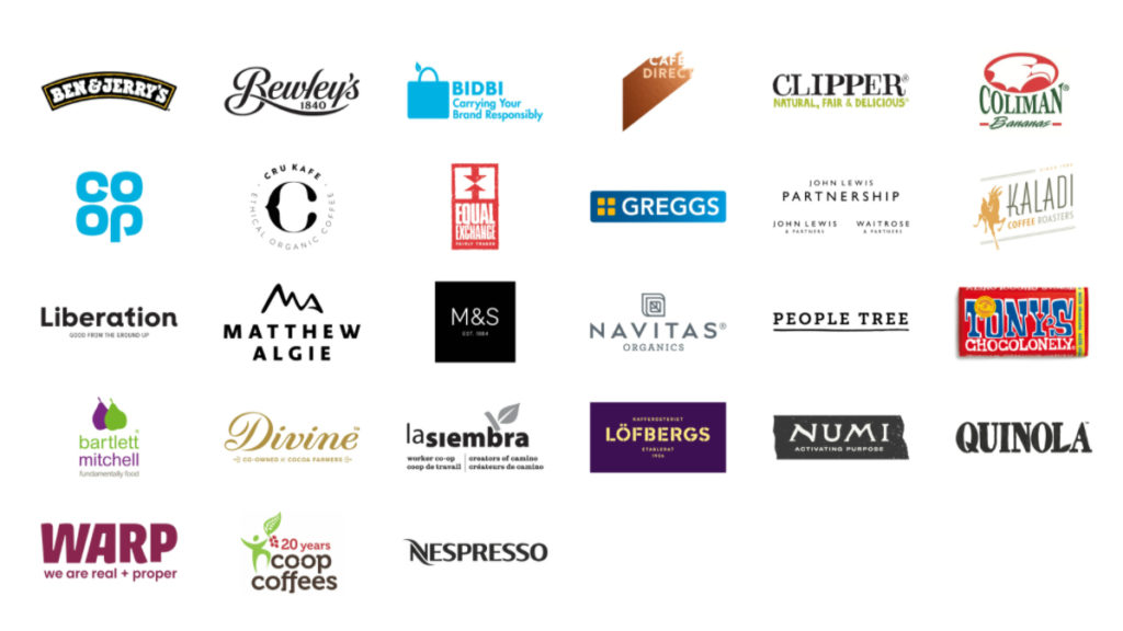 multiple logos of different Fairtrade brands