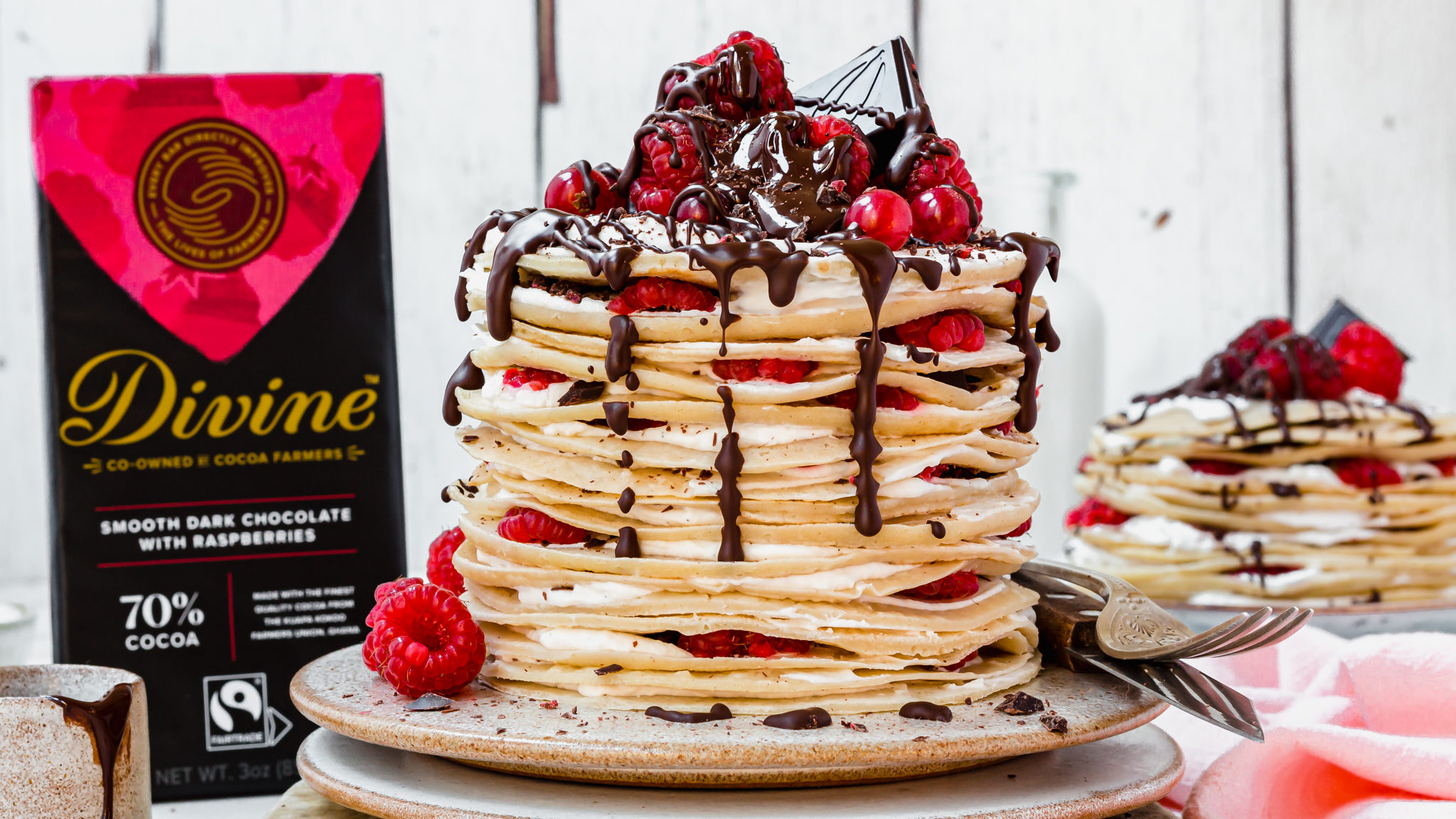 You are currently viewing Divine’s Chocolate Raspberry Crepe Cake