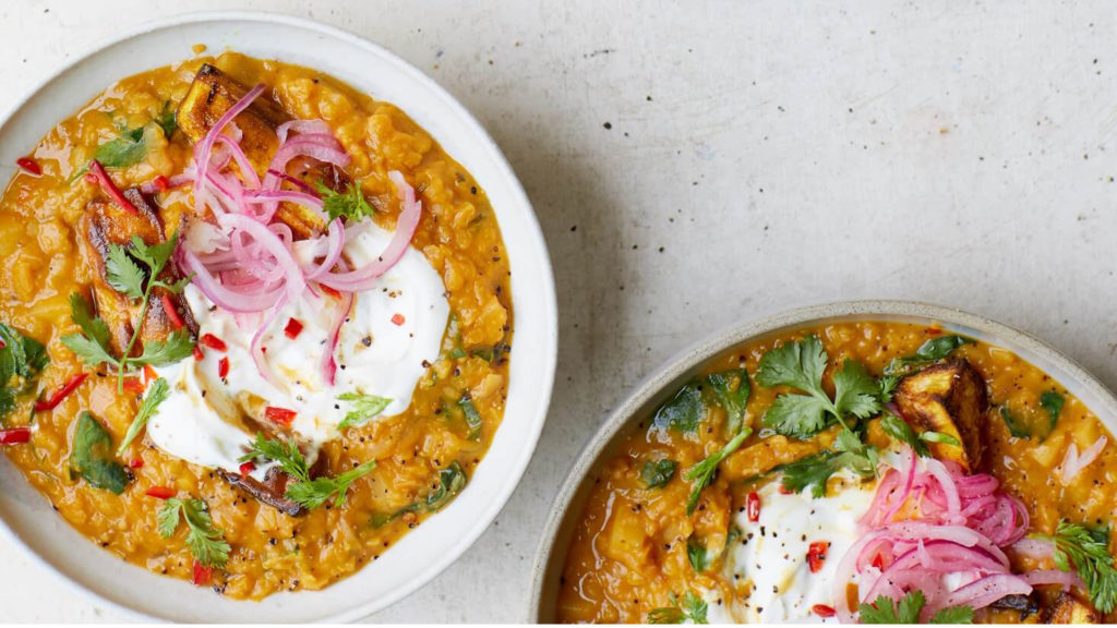 Melissa Hemsley’s Parsnip Dahl topped with Roasted Parsnips and Pink ...