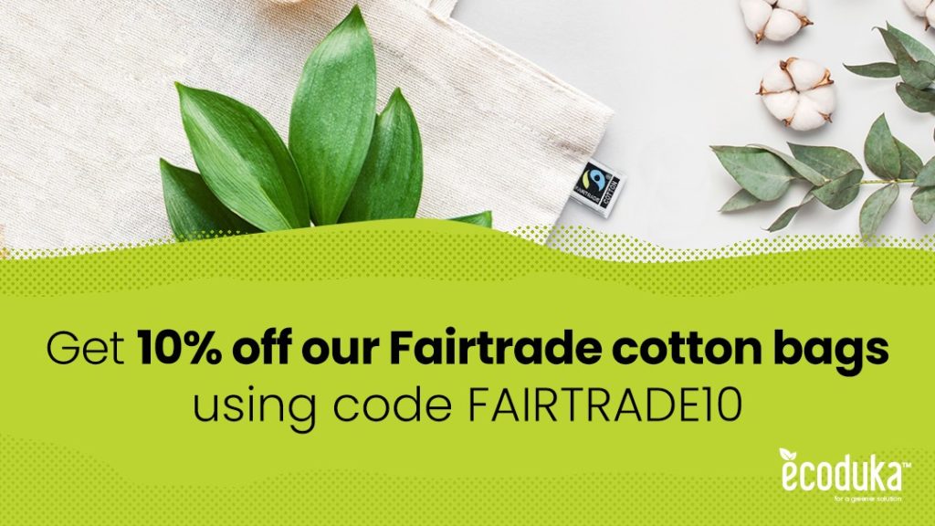 ECODUKA Fairtrade tote bags offer for Fairtrade Fortnight 2022
