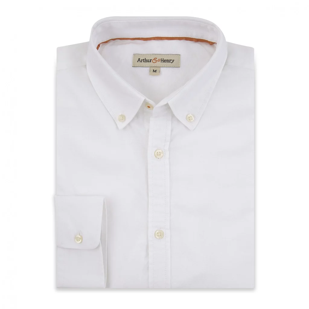 a white button down collar Oxford Shirt