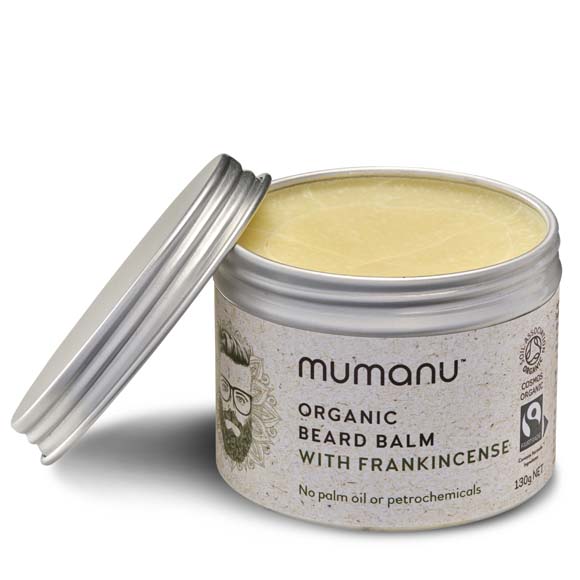 an open tin of beard balm