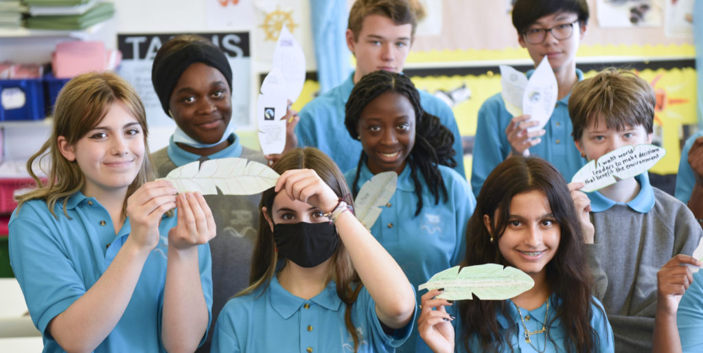 Schoolchildren taking part in a Fairtrade event