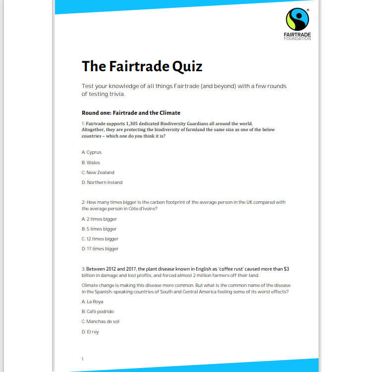 You are currently viewing Fairtrade Quiz question and answers