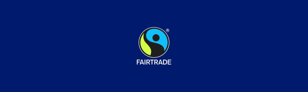 Navy banner with Fairtrade logo